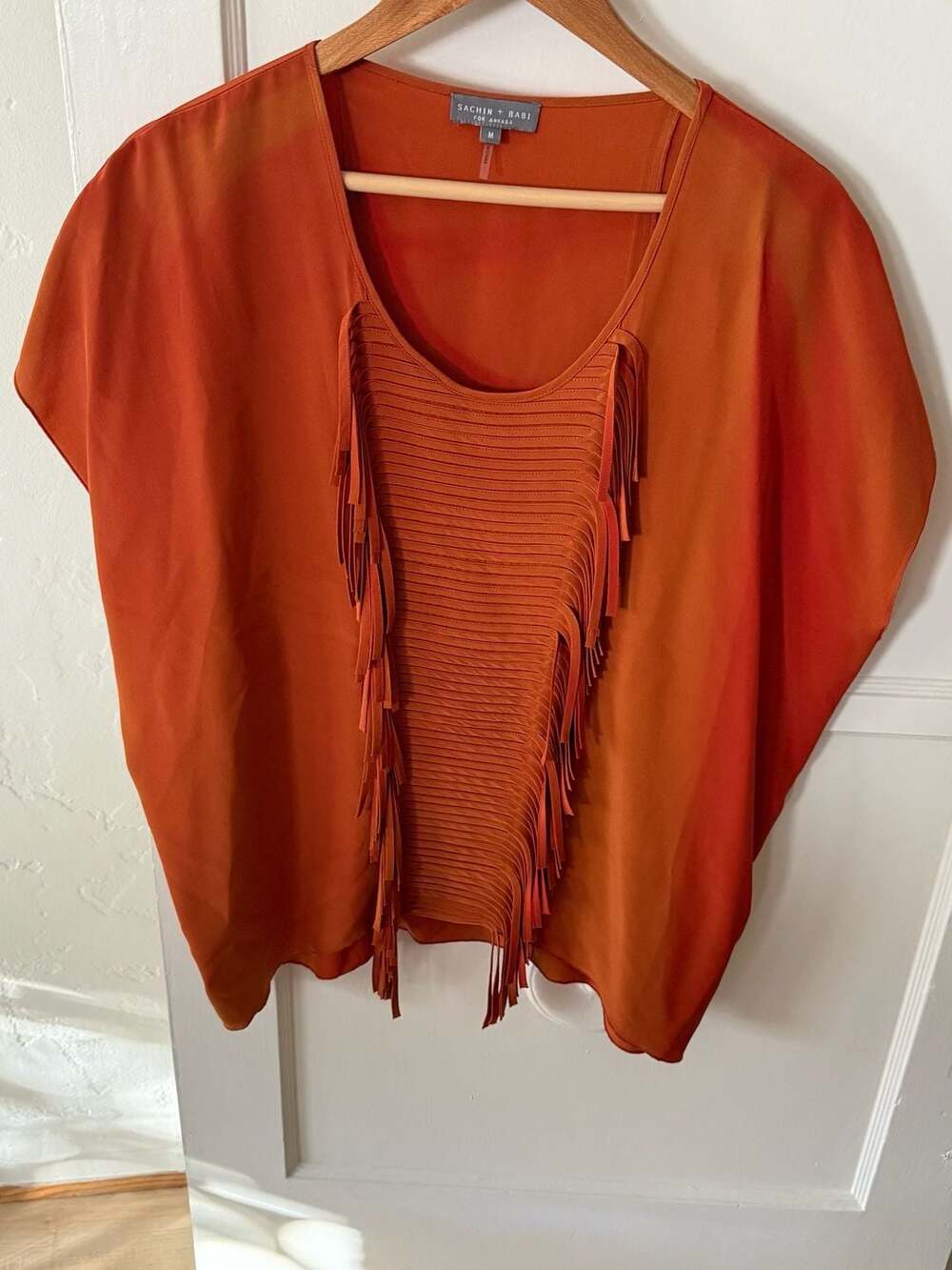 Sachin + Babi for Ankasa Orange Fringe Silk Caftan Blouse